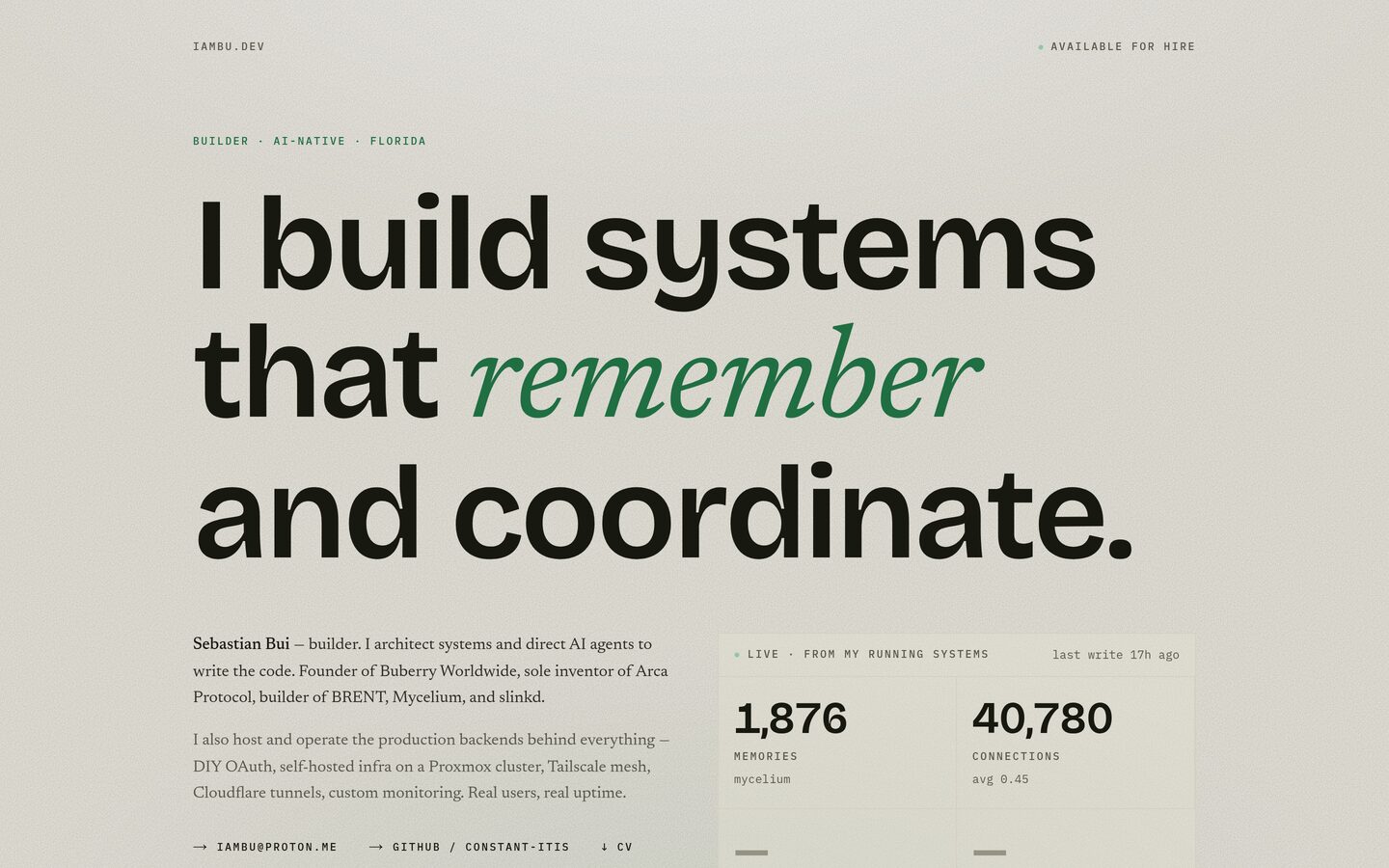 iambu.dev: screenshot of the live site