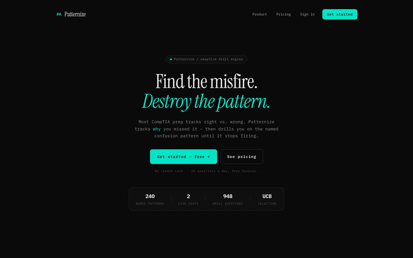 Patternize: screenshot of the live site